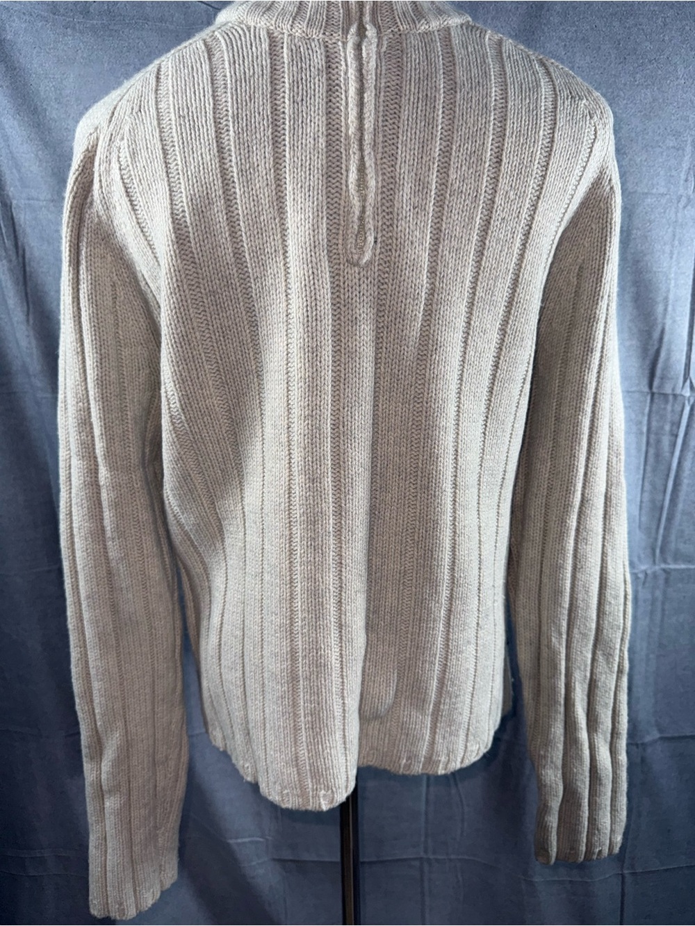2607-Abercrombie & Fitch Men's Ribbed Zip-Neck Sweater - Cream